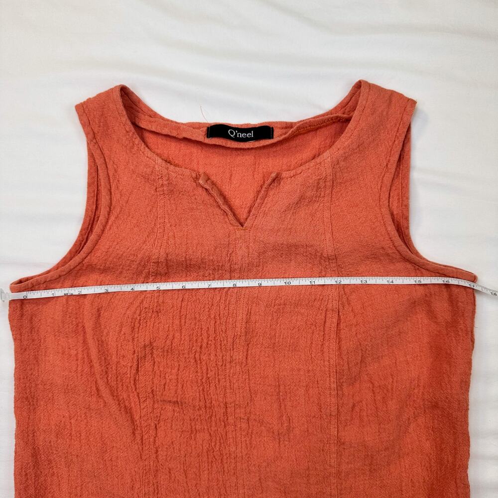 Q’neel Textured Sleeveless Blouse Orange Women's 4 EU 34 Lagenlook Rustic Barn - Picture 5 of 10